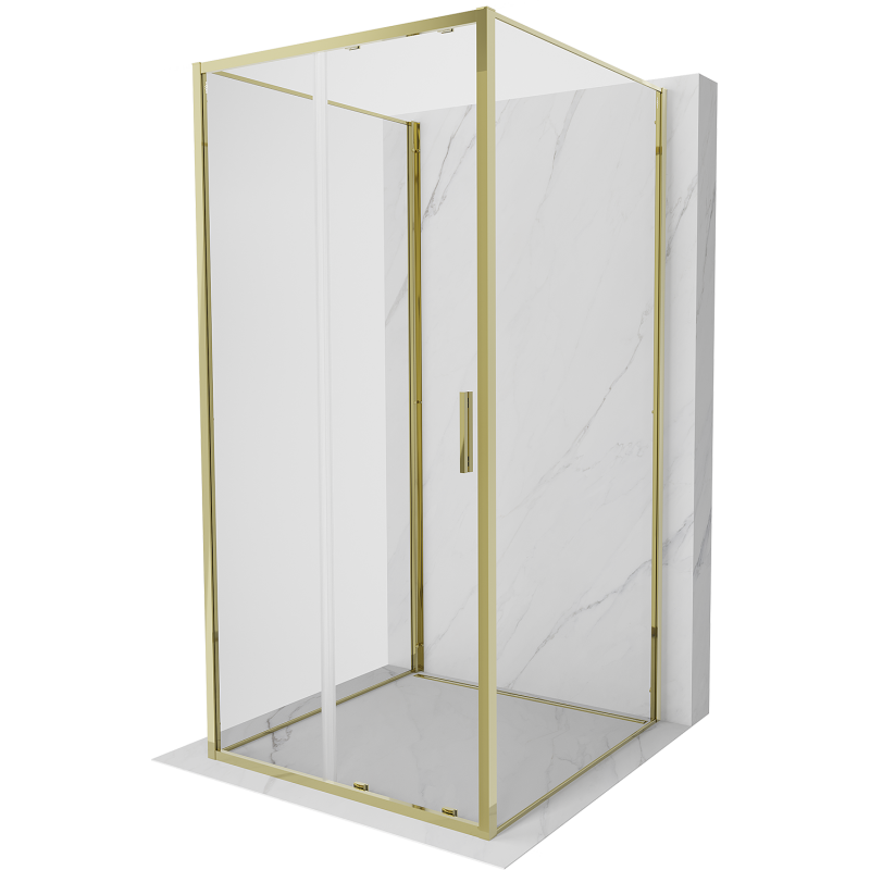Mexen Exo-3S sprchový kout 3-stěnný posuvný 120 x 120 cm, transparentní, zlatý - 8151-120-120-50-00-3S