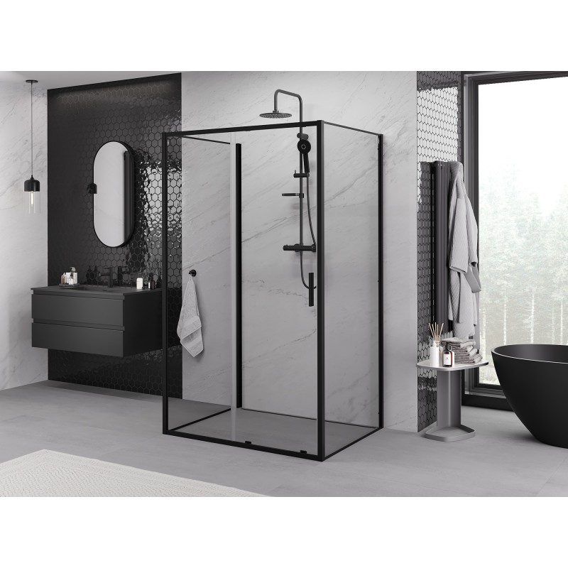 Mexen Exo-3S sprchový kout 3stranný posuvný 130 x 80 cm, transparentní, černý - 8151-130-080-70-00-3S