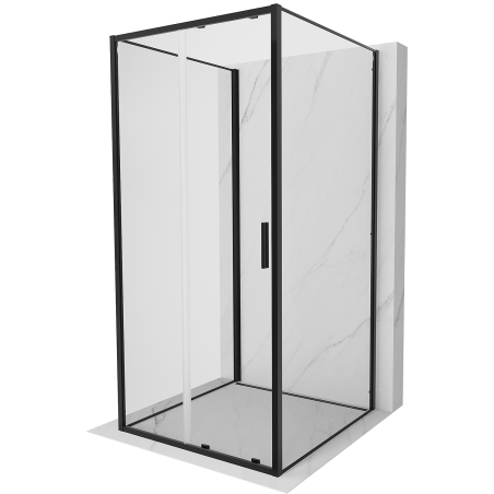 Mexen Exo-S 3S sprchový kout 3-stěnný posuvný 110 x 110 cm, transparentní, černá - 8151-110-110-70-00-3S