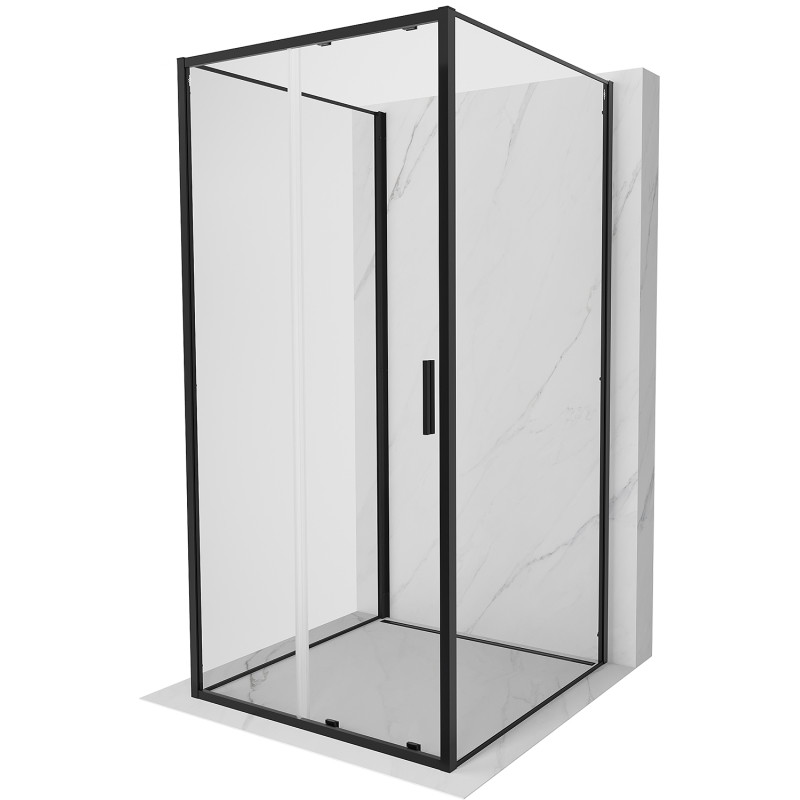 Mexen Exo-S 3S sprchový kout 3-stěnný posuvný 120 x 120 cm, transparentní, černý - 8151-120-120-70-00-3S