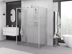 Mexen Exo-3S sprchový kout 3-stěnný posuvný 150 x 80 cm, transparentní, chrom - 8152-150-080-01-00-3S