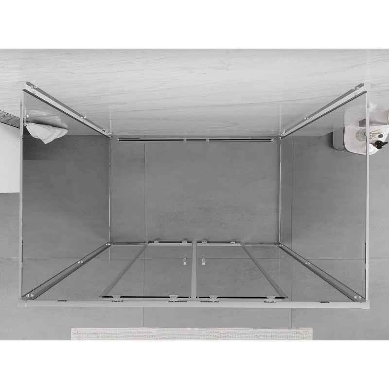 Mexen Exo-3S sprchový kout 3stranný posuvný 130 x 90 cm, transparentní, chrom - 8152-130-090-01-00-3S