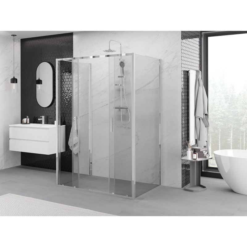 Mexen Exo-3S sprchový kout třístranný posuvný 140 x 90 cm, transparentní, chrom - 8152-140-090-01-00-3S