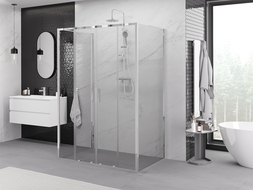 Mexen Exo-3S sprchový kout 3-stěnný posuvný 150 x 90 cm, transparentní, chrom - 8152-150-090-01-00-3S