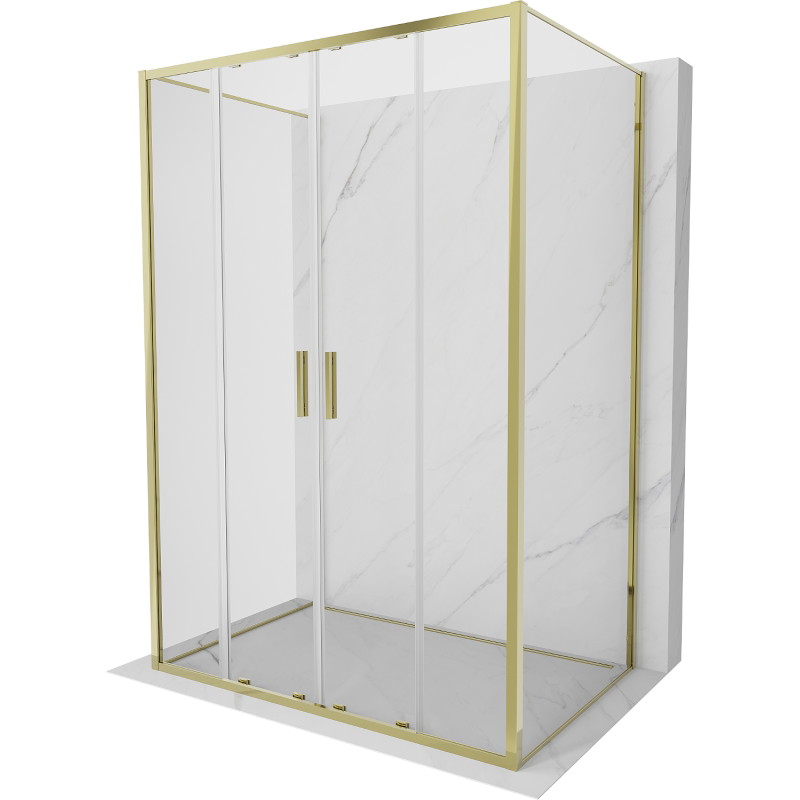 Mexen Exo-S Duo 3S sprchový kout 3stěnný posuvný 150 x 70 cm, transparentní, zlatý - 8152-150-070-50-00-3S