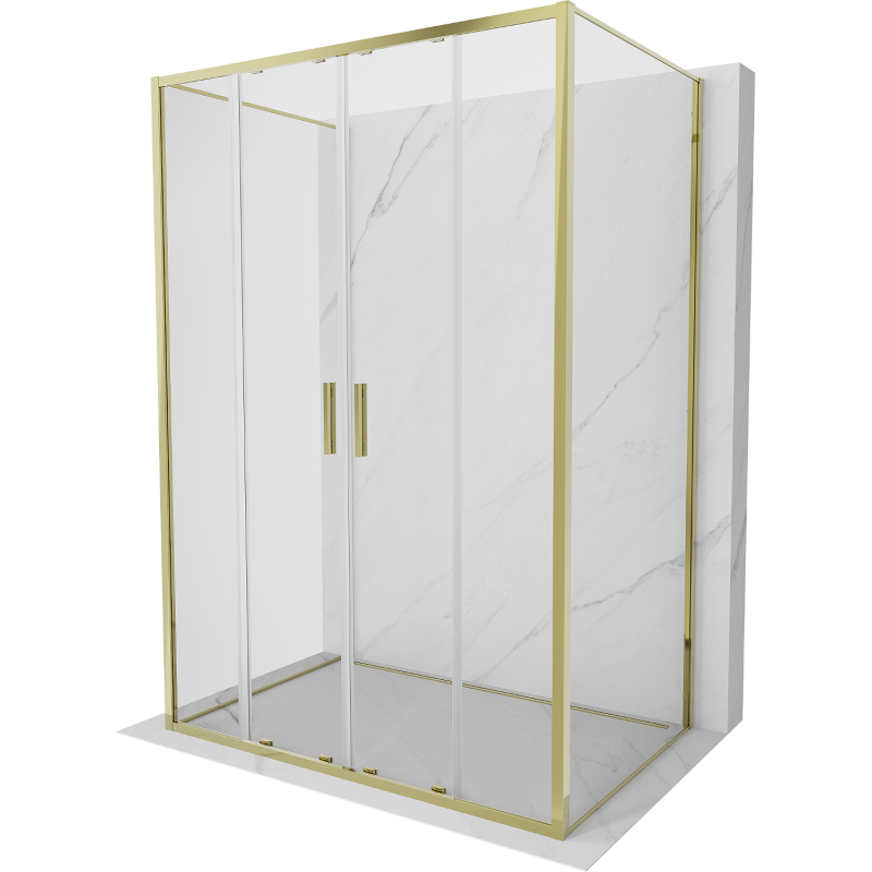 Mexen Exo-3S sprchový kout 3-stranný posuvný 160 x 70 cm, transparentní, zlatá - 8152-160-070-50-00-3S