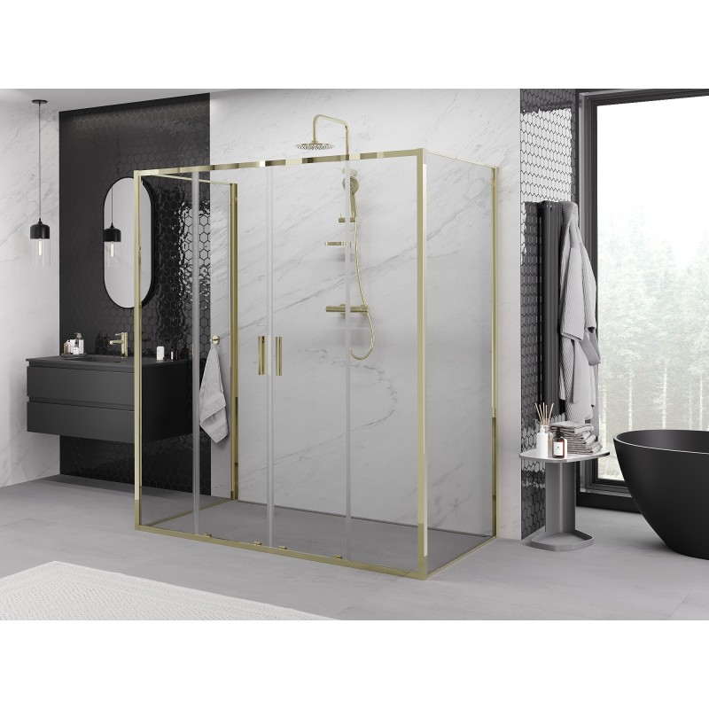 Mexen Exo-3S sprchový kout 3-stěnný posuvný 190 x 75 cm, transparent, zlatý - 8152-190-075-50-00-3S