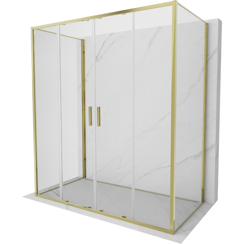 Mexen Exo-S Duo 3S třístranná sprchová kabina 200 x 75 cm, transparentní, zlatá - 8152-200-075-50-00-3S