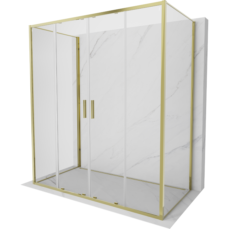 Mexen Exo-3S sprchový kout 3-stěnný posuvný 170 x 80 cm, transparentní, zlatý - 8152-170-080-50-00-3S