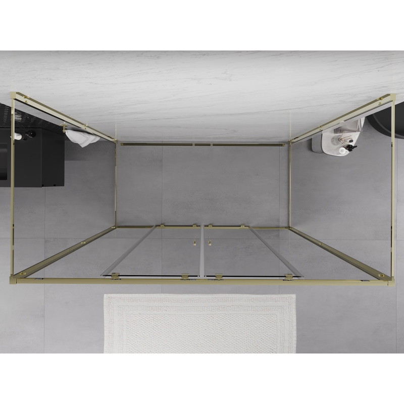Mexen Exo-S Duo 3S sprchový kout 3-stěnný posuvný 170 x 80 cm, transparentní, zlatý - 8152-170-080-50-00-3S