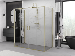 Mexen Exo-3S sprchový kout 3-stěnný posuvný 180 x 80 cm, transparentní, zlatý - 8152-180-080-50-00-3S