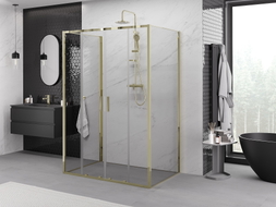 Mexen Exo-S Duo 3S sprchový kout 3-stěnný posuvný 140 x 90 cm, transparentní, zlatý - 8152-140-090-50-00-3S