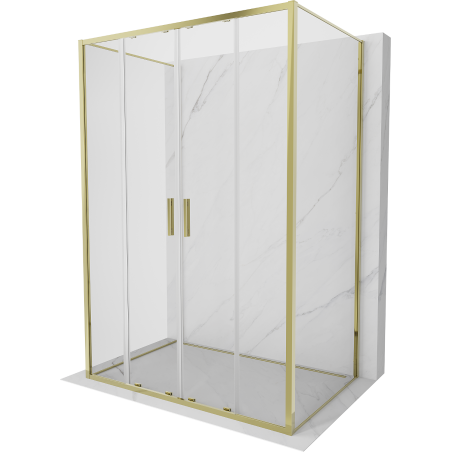 Mexen Exo-3S sprchový kout 3stěnový posuvný 140 x 95 cm, transparentní, zlatý - 8152-140-095-50-00-3S