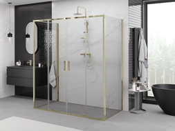 Mexen Exo-S Duo 3S sprchový kout 3stěnný posuvný 180 x 95 cm, transparentní, zlatý - 8152-180-095-50-00-3S