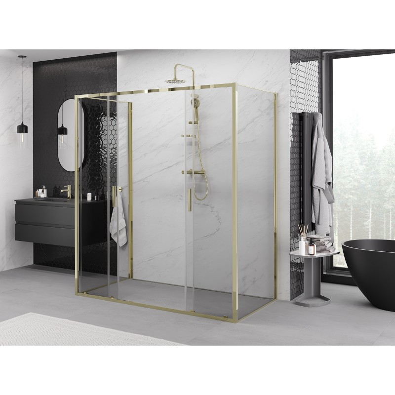 Mexen Exo-3S sprchový kout 3-stěnný posuvný 190 x 95 cm, transparentní, zlatý - 8152-190-095-50-00-3S