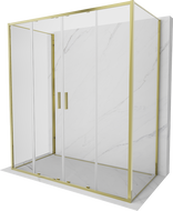 Mexen Exo-3S sprchový kout 3-stěnný posuvný 200 x 95 cm, transparentní, zlatý - 8152-200-095-50-00-3S