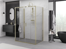 Mexen Exo-3S sprchový kout 3-stěnný posuvný 130 x 100 cm, transparentní, zlatý - 8152-130-100-50-00-3S