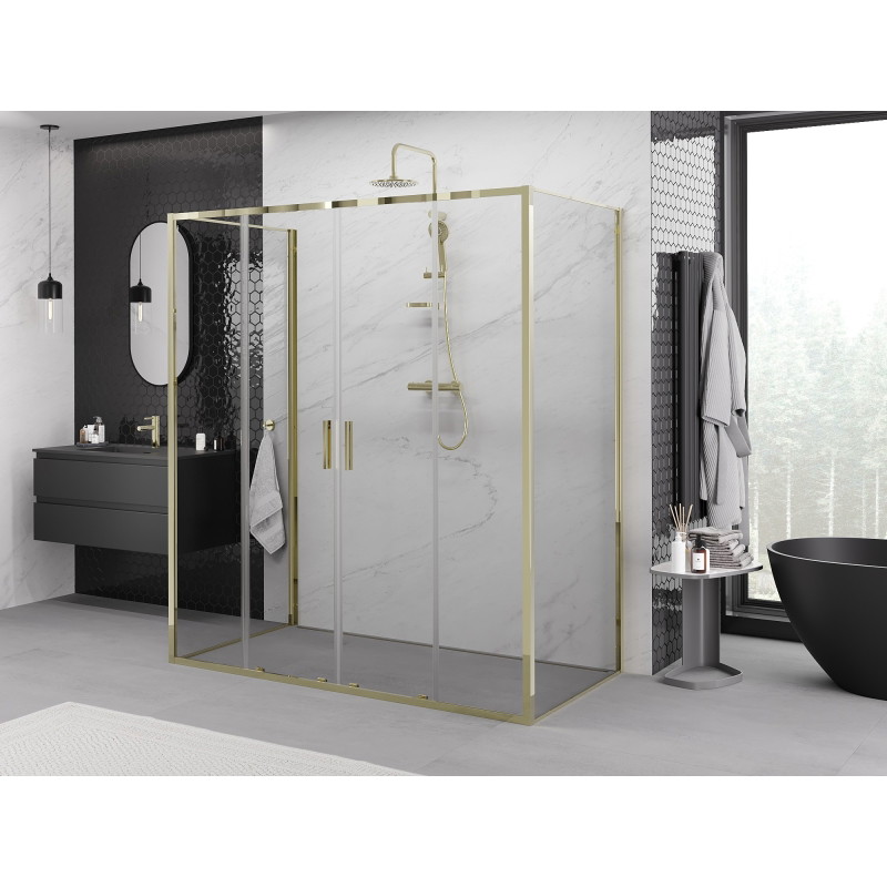 Mexen Exo-S Duo 3S sprchový kout 3-stěnný posuvný 200 x 100 cm, transparentní, zlatý - 8152-200-100-50-00-3S