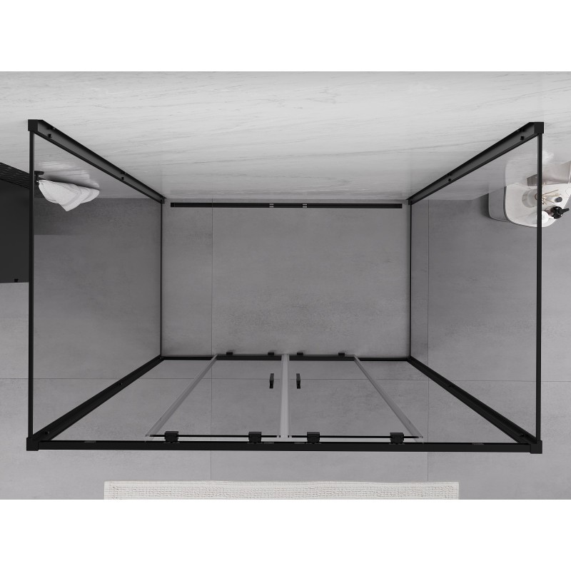 Mexen Exo-3S sprchový kout 3-stěnný posuvný 130 x 75 cm, transparentní, černý - 8152-130-075-70-00-3S