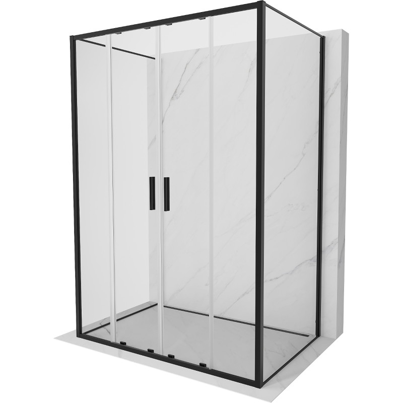 Mexen Exo-S Duo 3S sprchový kout 3stranný posuvný 140 x 80 cm, transparentní, černý - 8152-140-080-70-00-3S