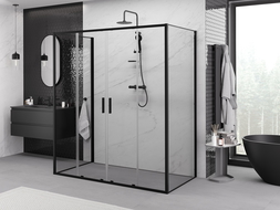 Mexen Exo-3S 3-stěnná posuvná sprchová kabina 170 x 80 cm, transparentní, černá - 8152-170-080-70-00-3S