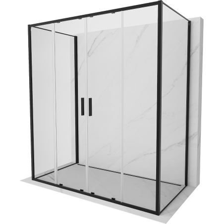Mexen Exo-3S sprchový kout 3-stěnný posuvný 180 x 80 cm, průhledný, černý - 8152-180-080-70-00-3S