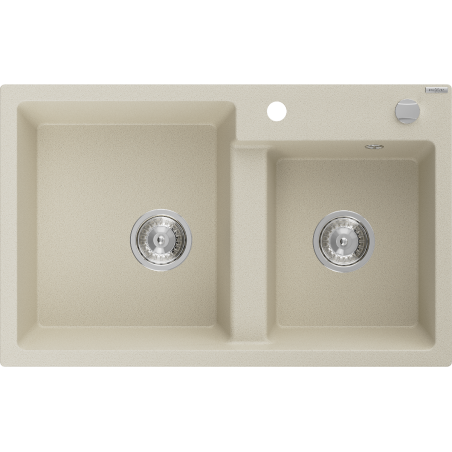 Mexen Tomas granitový dřez 2-komorový 800 x 500 mm, béžový, chromový sifon - 6516802000-69
