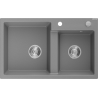 Mexen Tomas granitový dřez 2-komorový 800 x 500 mm, šedý, chromový sifon - 6516802000-71