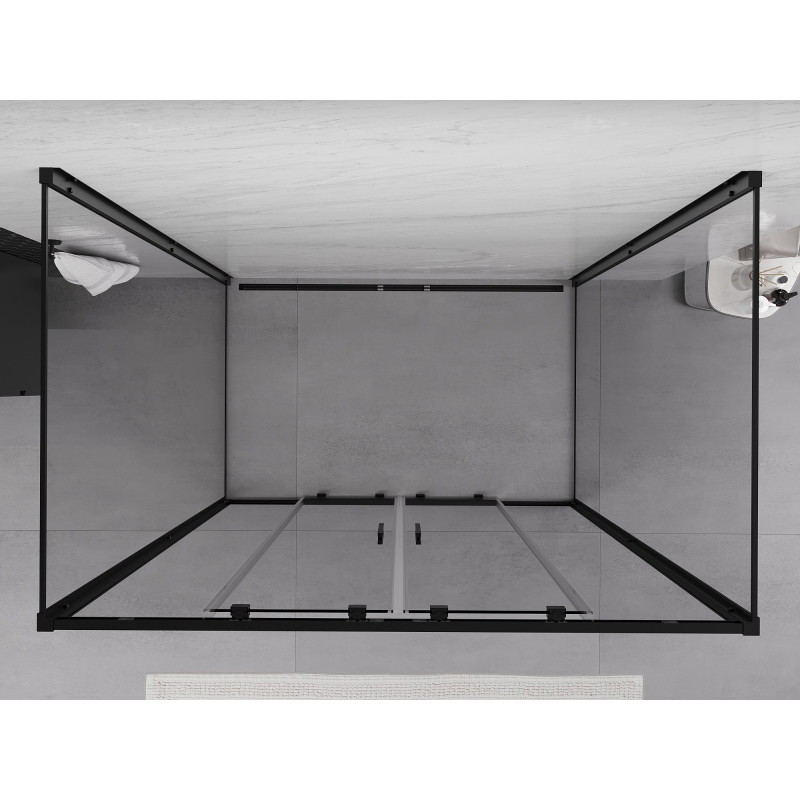 Mexen Exo-S Duo 3S sprchový kout 3-stěnný posuvný 140 x 85 cm, transparentní, černý - 8152-140-085-70-00-3S
