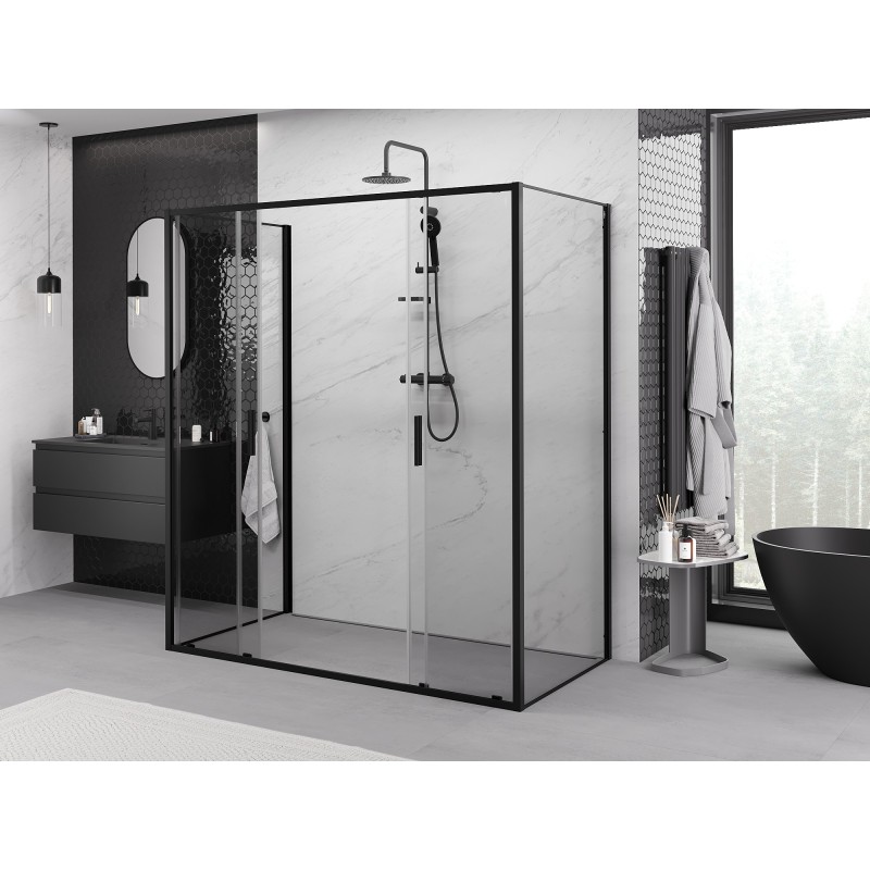 Mexen Exo-3S sprchový kout 3-stěnný posuvný 170 x 85 cm, transparentní, černý - 8152-170-085-70-00-3S