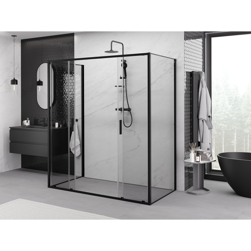 Mexen Exo-S Duo 3S sprchový kout 3stěnný posuvný 190 x 85 cm, transparentní, černý - 8152-190-085-70-00-3S