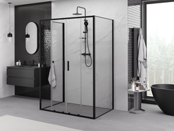 Mexen Exo-S Duo 3S sprchový kout 3-stěnný posuvný 140 x 90 cm, transparentní, černý - 8152-140-090-70-00-3S