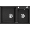 Mexen Tomas dvoukomorový granitový dřez 800 x 500 mm, černý/stříbrný metalik, sifon chrom - 6516802000-73