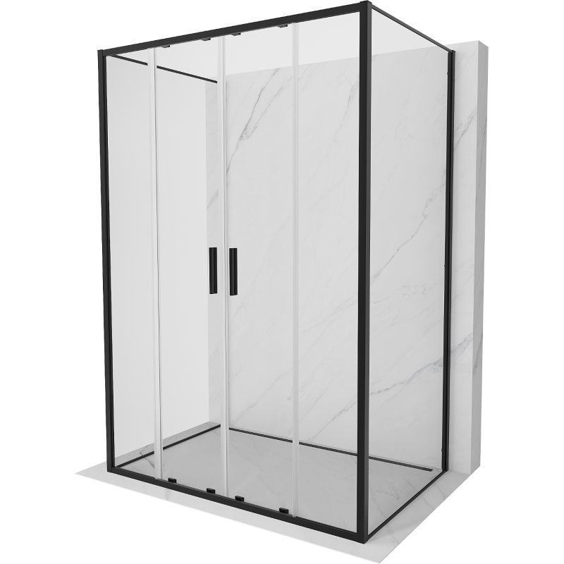 Mexen Exo-3S sprchový kout 3-stěnný posuvný 150 x 95 cm, transparentní, černý - 8152-150-095-70-00-3S
