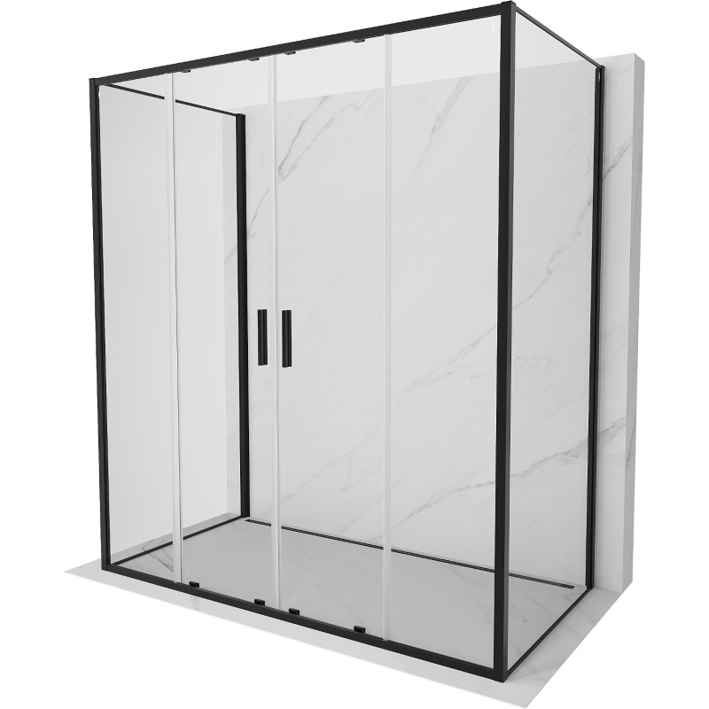 Mexen Exo-S Duo 3S sprchový kout 3-stěnný posuvný 190 x 95 cm, transparentní, černý - 8152-190-095-70-00-3S