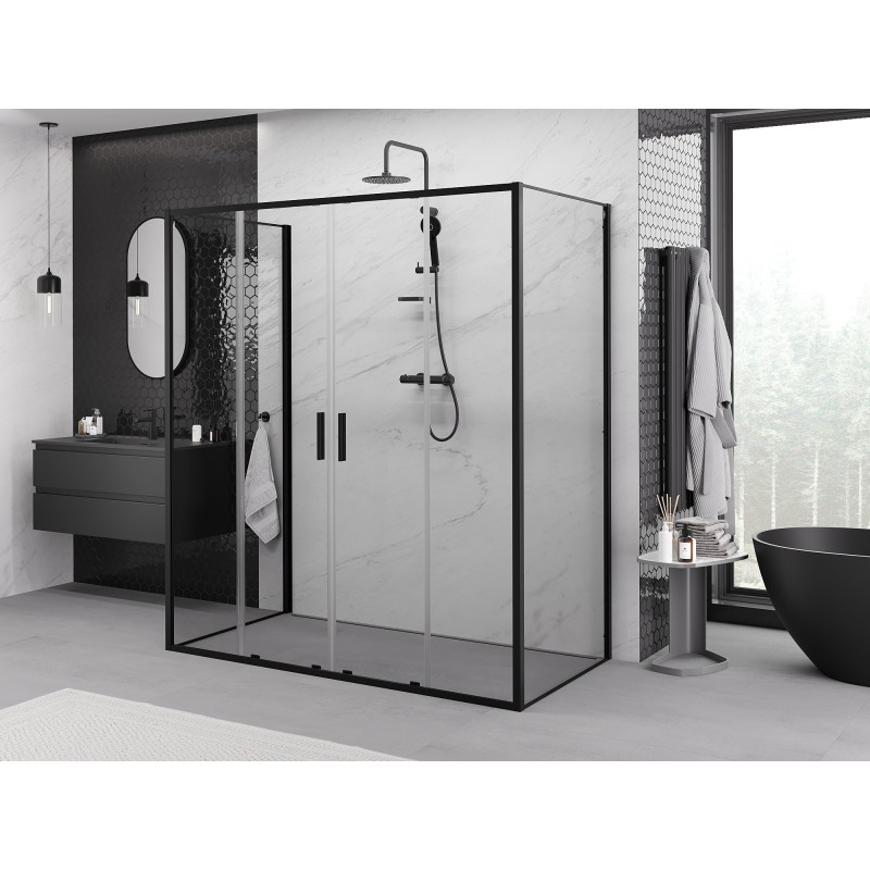 Mexen Exo-S Duo 3S sprchový kout 3-stěnný posuvný 190 x 95 cm, transparentní, černý - 8152-190-095-70-00-3S