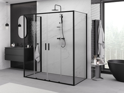 Mexen Exo-S Duo 3S sprchový kout 3stěnný posuvný 200 x 100 cm, transparentní, černý - 8152-200-100-70-00-3S