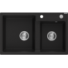Mexen Tomas dřez žulový 2-komorový 800 x 500 mm, černý, sifon chrom - 6516802000-77