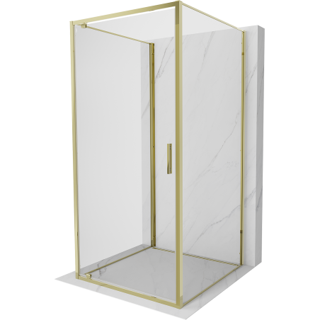 Mexen Exo-3S sprchový kout 3-stěnný křídlový 70 x 70 cm, transparentní, zlatý - 8181-070-070-50-00-3S