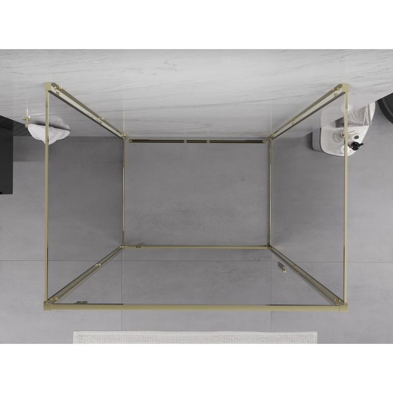 Mexen Exo-BR 3S sprchový kout 3-stěnný otočný 85 x 70 cm, čirý, zlatý - 8181-085-070-50-00-3S