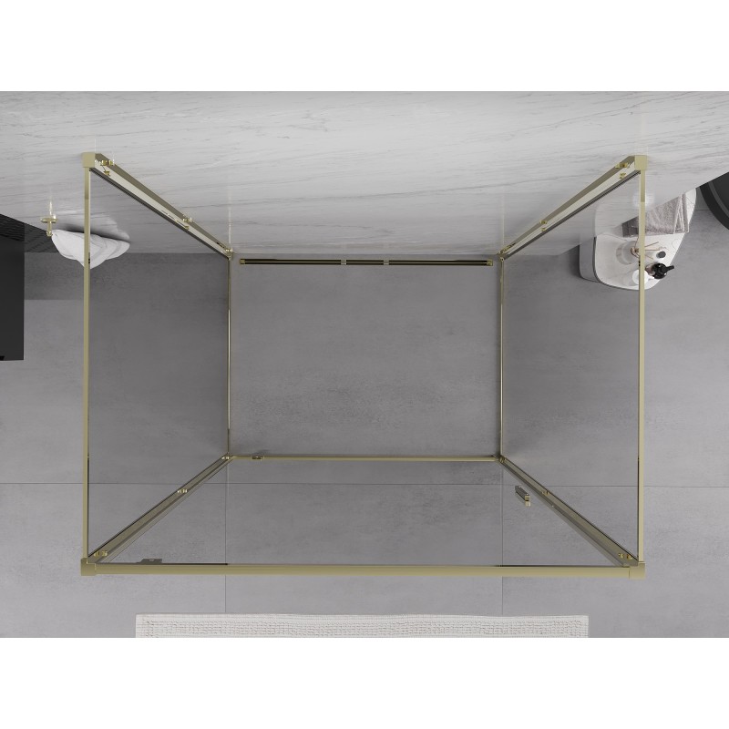 Mexen Exo-3S sprchový kout 3-stěnný otočný 75 x 80 cm, průhledný, zlatý - 8181-075-080-50-00-3S