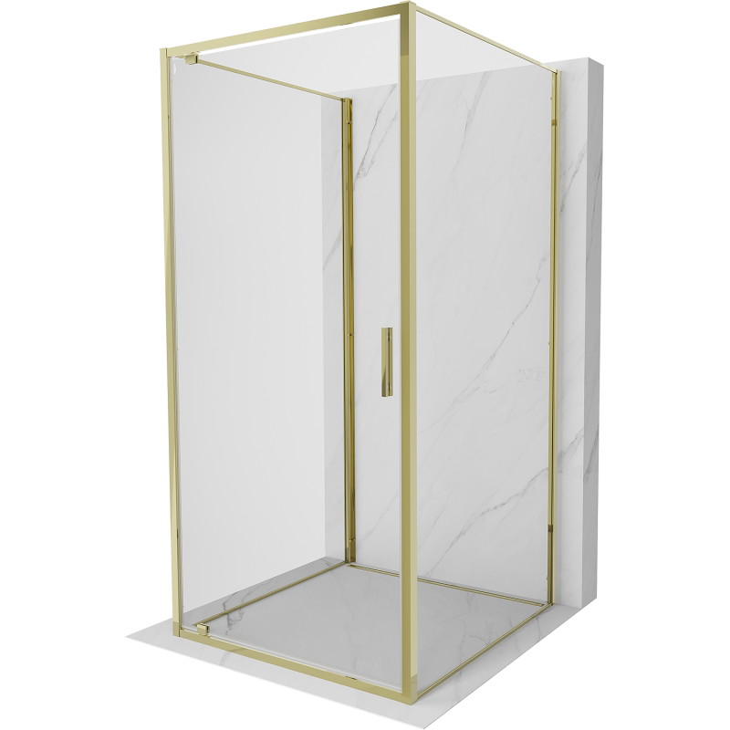 Mexen Exo-BR 3S sprchový kout 3stěnný křídlový 80 x 80 cm, transparentní, zlatý - 8181-080-080-50-00-3S