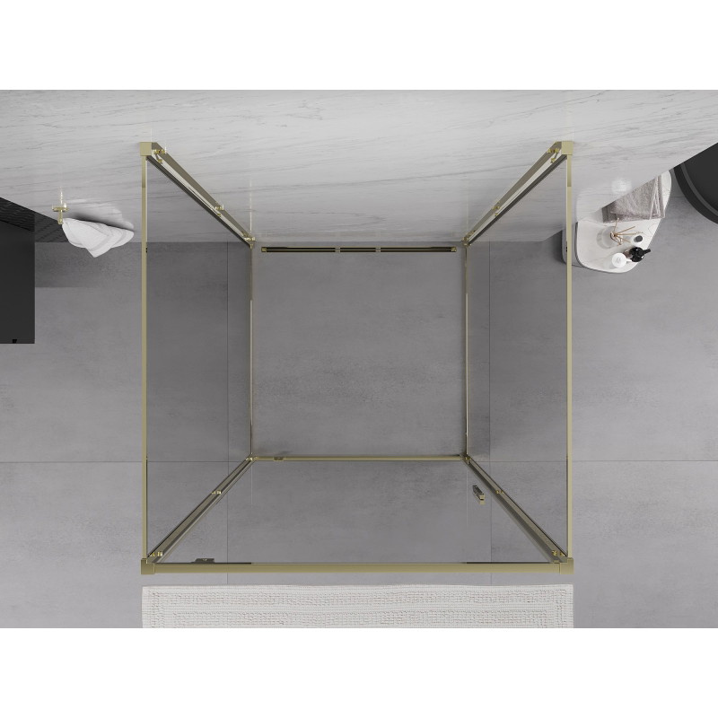 Mexen Exo-BR 3S sprchový kout 3stěnný křídlový 80 x 80 cm, transparentní, zlatý - 8181-080-080-50-00-3S