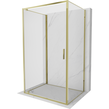 Mexen Exo-3S sprchový kout 3-stěnový otočný 95 x 90 cm, transparentní, zlatý - 8181-095-090-50-00-3S