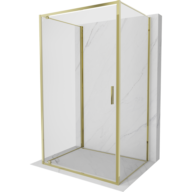 Mexen Exo-3S sprchový kout třístranný otevíratelný 75 x 95 cm, transparentní, zlatý - 8181-075-095-50-00-3S