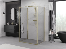 Mexen Exo-BR 3S sprchový kout 3stranný s dvířky 80 x 95 cm, transparentní, zlatý - 8181-080-095-50-00-3S