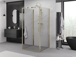 Mexen Exo-3S sprchový kout 3-stěnný otevírací 95 x 95 cm, transparentní, zlatý - 8181-095-095-50-00-3S