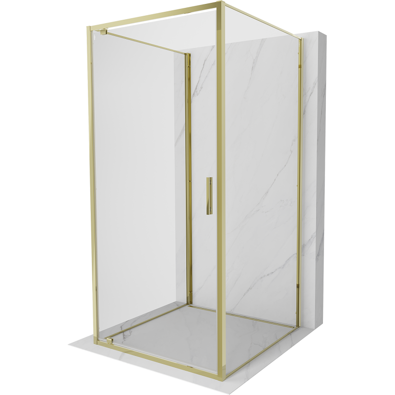 Mexen Exo-3S sprchový kout 3stěnný výklopný 100 x 100 cm, průhledný, zlatý - 8181-100-100-50-00-3S