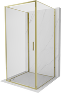 Mexen Exo-3S sprchový kout 3stěnný výklopný 100 x 100 cm, průhledný, zlatý - 8181-100-100-50-00-3S