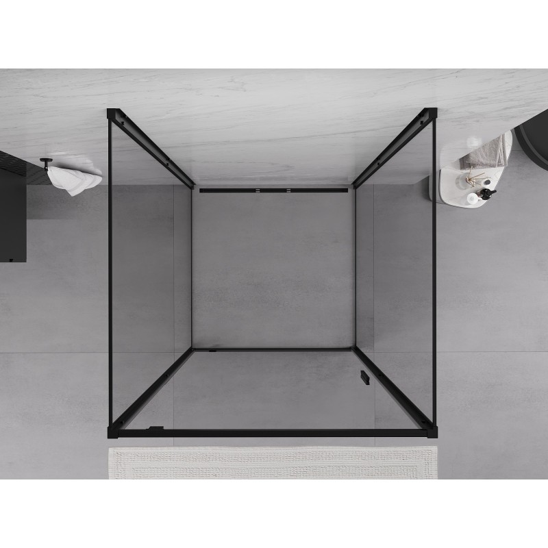 Mexen Exo-3S kout sprchový třístěnný otočný 75 x 75 cm, průhledný, černý - 8181-075-075-70-00-3S